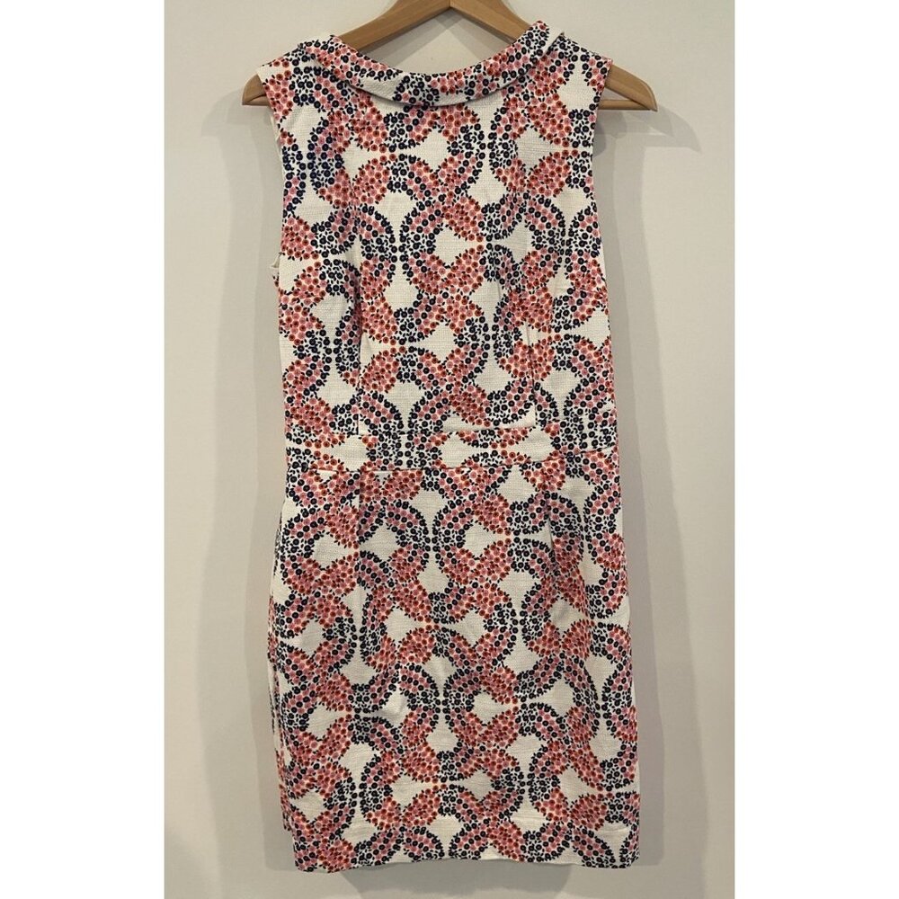 Boden Sheath Dress Boatneck White Pink Navy Blue Floral Size 12R 12 Regular